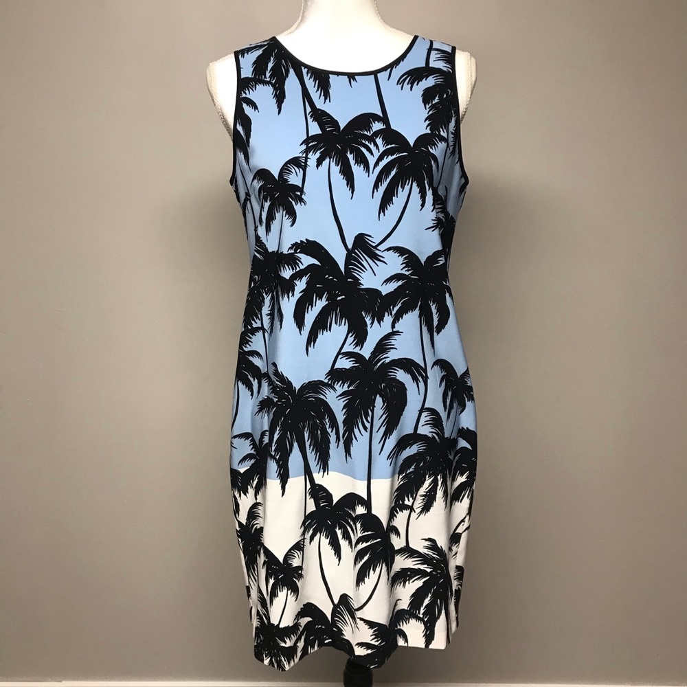 Vince Camuto Palm Tree Color block Shift Dress Sz 6